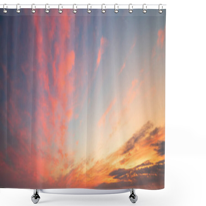 Personality  Beautiful Clouds Illuminated By Sunrise. Sky Background. Shower Curtains