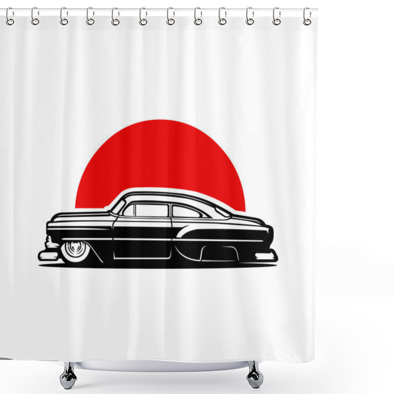 Personality  Classic Hot Rod Low Rider Vector Art Illustration Shower Curtains