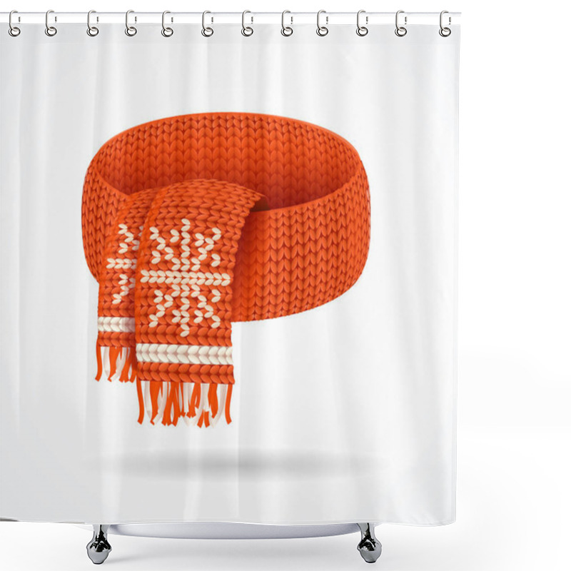 Personality  Realistic 3d Detailed Winter Knitted Scarf. Vector Shower Curtains