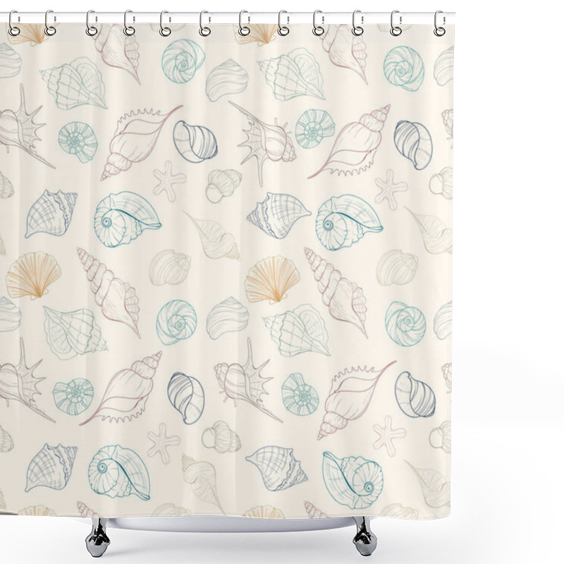 Personality  Seashell Seamless Pattern Shower Curtains