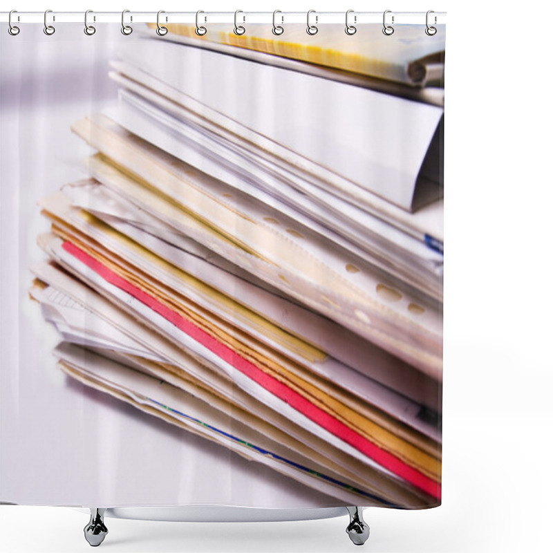 Personality  Stack Of Messy Document Folders Shower Curtains