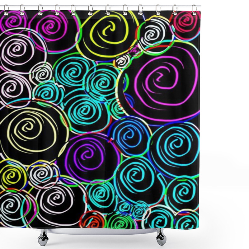 Personality  Neon Spirals Shower Curtains