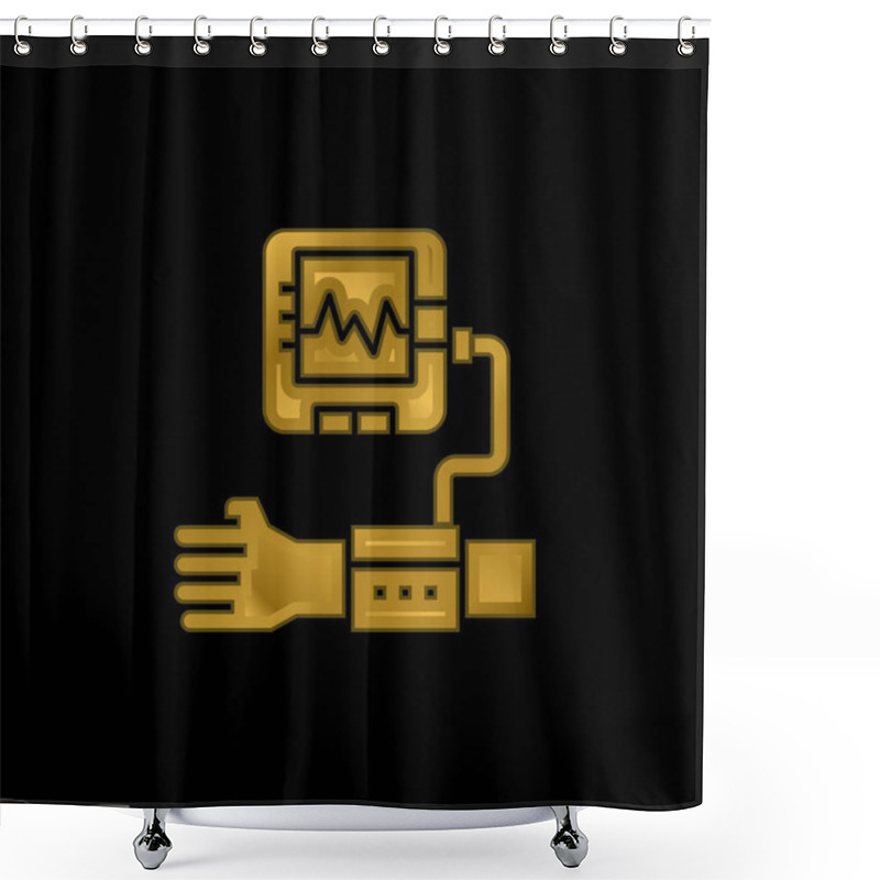 Personality  Blood Pressure Gold Plated Metalic Icon Or Logo Vector Shower Curtains