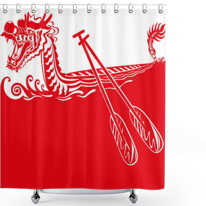 Personality  Chinese Dragon Boat Background Illustration Shower Curtains