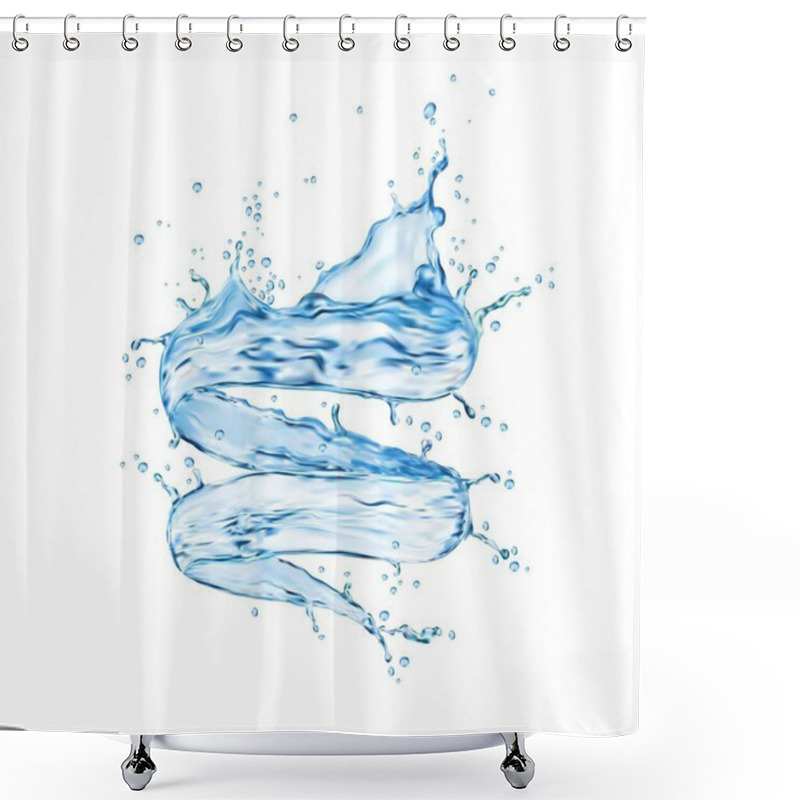 Personality  Transparent Blue Water Twister Or Whirlwind, Vector Tornado Splash. Pure Liquid Whirl, Clear Natural Aqua Flow And 3d Realistic Vector Fresh Water Stream With Drops And Splatters Shower Curtains