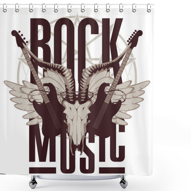 Personality  Electric Guitar, Wings And Goat Skull Shower Curtains