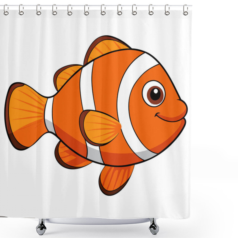 Personality  Clownfish Fish Isolated Flat Vector Illustration On White Background Shower Curtains