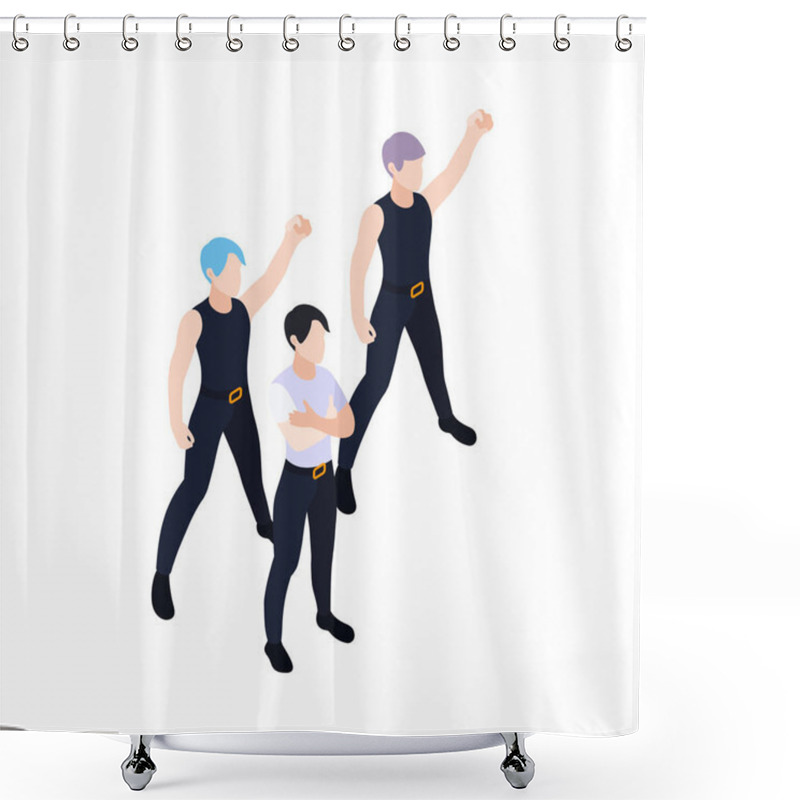 Personality  Dancing Group Isometric Icon Shower Curtains