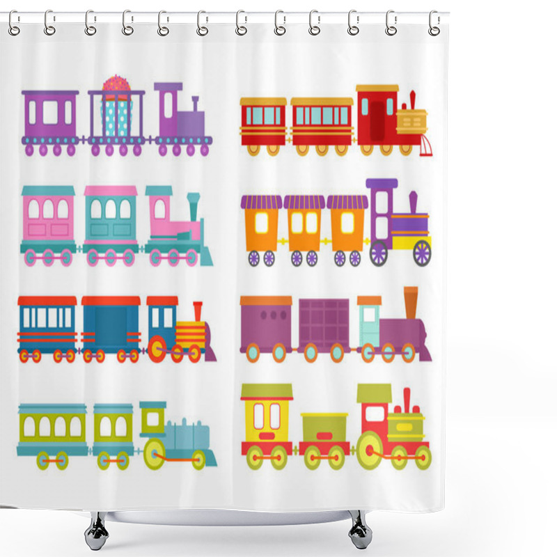 Personality  Game Gift Kids Train Vector Travel Railroad Transportation Toy Locomotive Illustration. Shower Curtains