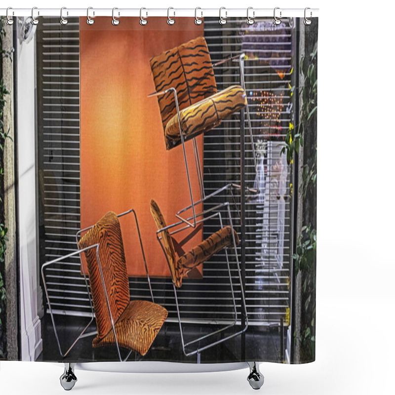 Personality  Creative Window Dressing With Upturned Chairs Shower Curtains