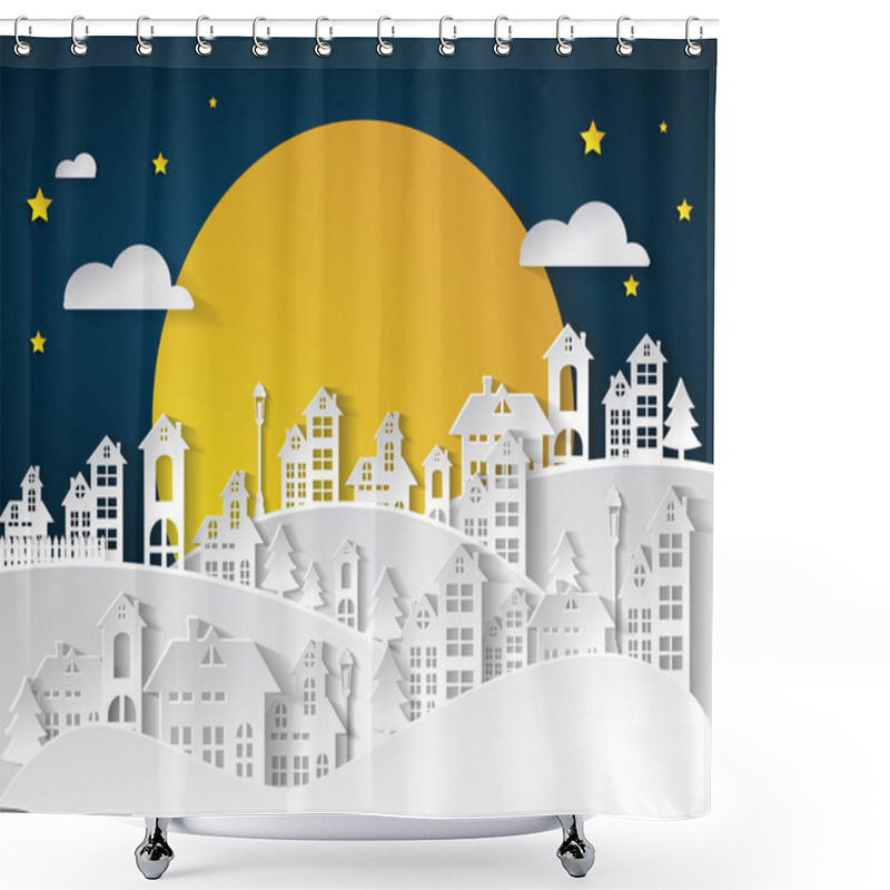 Personality  Paper Art Winter Snow Urban Countryside Landscape City Village W Shower Curtains