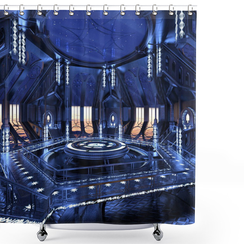 Personality  3D CG Rendering Of A Space Station Shower Curtains