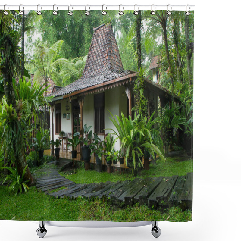 Personality  Traditional Javanese Joglo House Or Rumah Joglo Shower Curtains