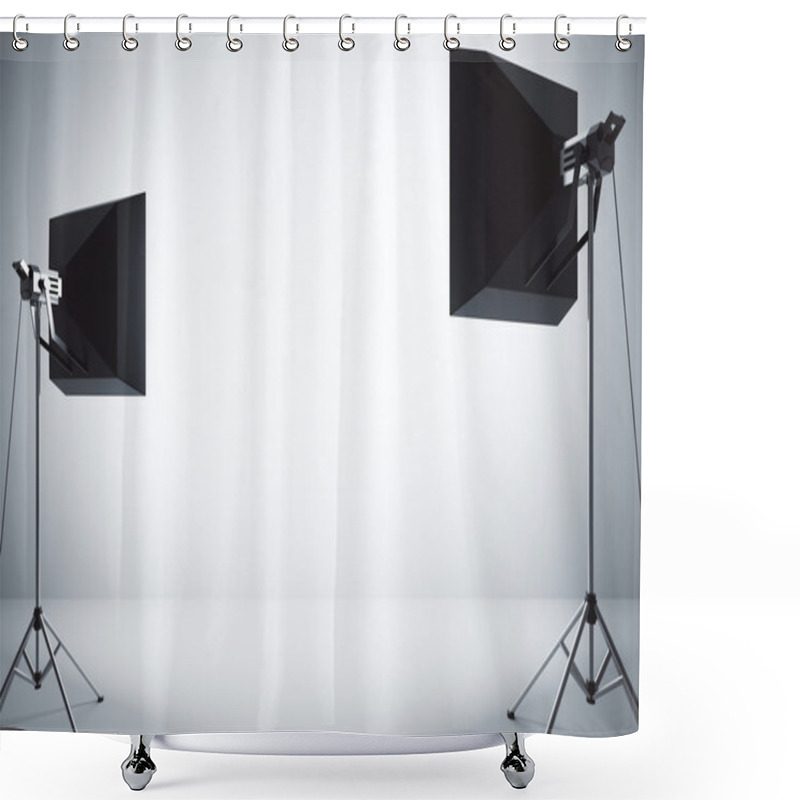 Personality  Concrete Wall With Lighting Shower Curtains