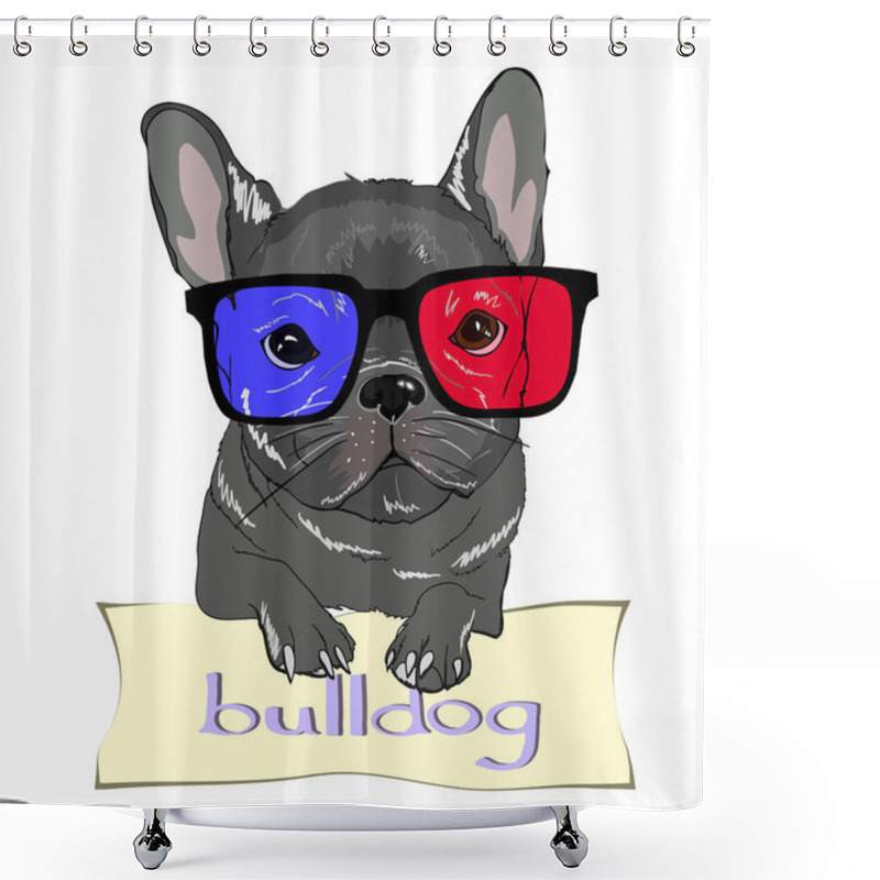 Personality  Cute Bulldog In Sunglasses Shower Curtains