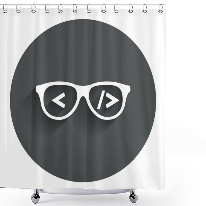 Personality  Coder Sign Icon. Programmer Symbol. Shower Curtains