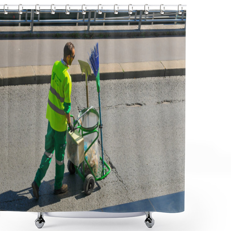 Personality  Street Cleaner In Paris  Shower Curtains