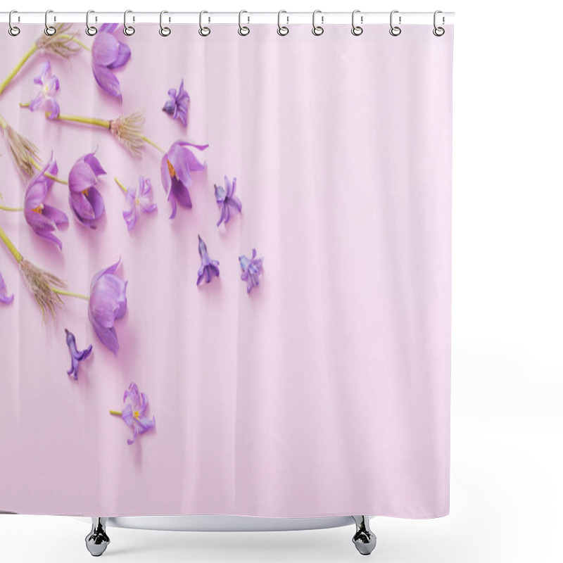 Personality  Spring Flowers On Paper Background Shower Curtains