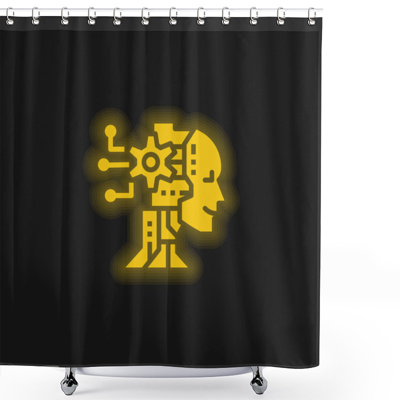 Personality  AI Yellow Glowing Neon Icon Shower Curtains