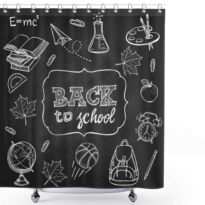 Personality  School Supplies And Back To School Inscription Shower Curtains