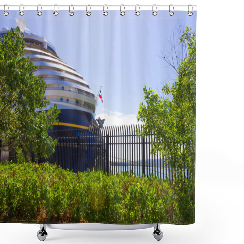 Personality  Falmouth, Jamaica - May 02, 2018: Cruise Ship Disney Fantasy By Disney Cruise Line Docked In Falmouth, Jamaica Shower Curtains