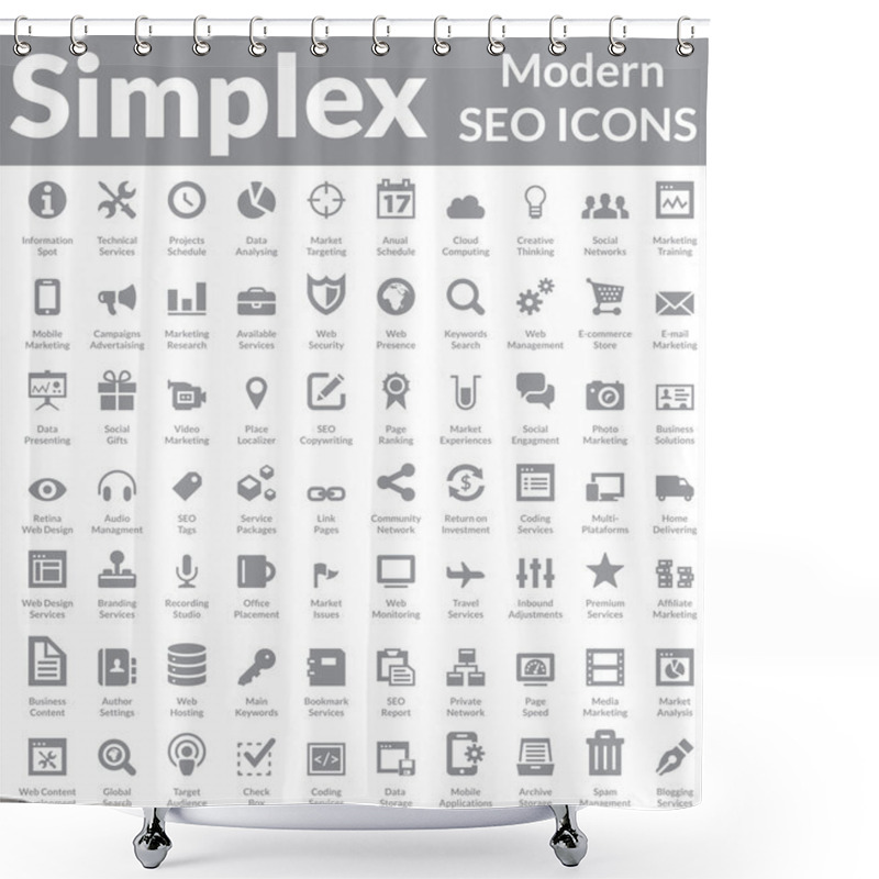 Personality  Simplex - Modern SEO Icons (Dark Version) Shower Curtains