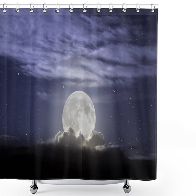 Personality  Full Moon Rising In A Cloudy Night. Shower Curtains