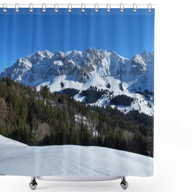 Personality  Winter Ambience And Beautiful Idyllic Atmosphere On The Snow-capped Alpine Mountain Alpstein In The Appenzell Alps Massif - Switzerland (Schweiz) Shower Curtains