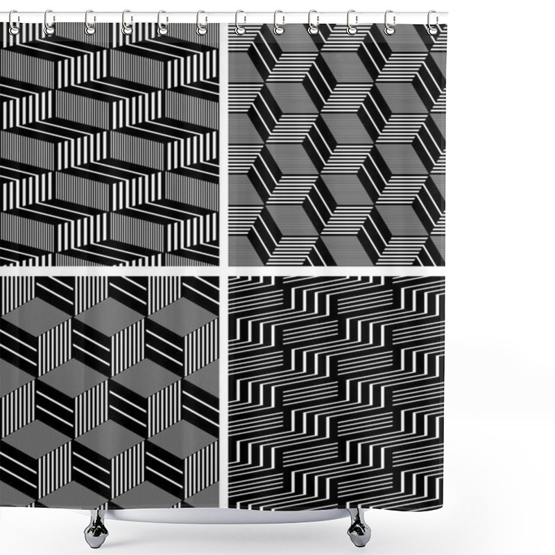 Personality  Seamless Geometric Op Art Patterns Set.  Shower Curtains