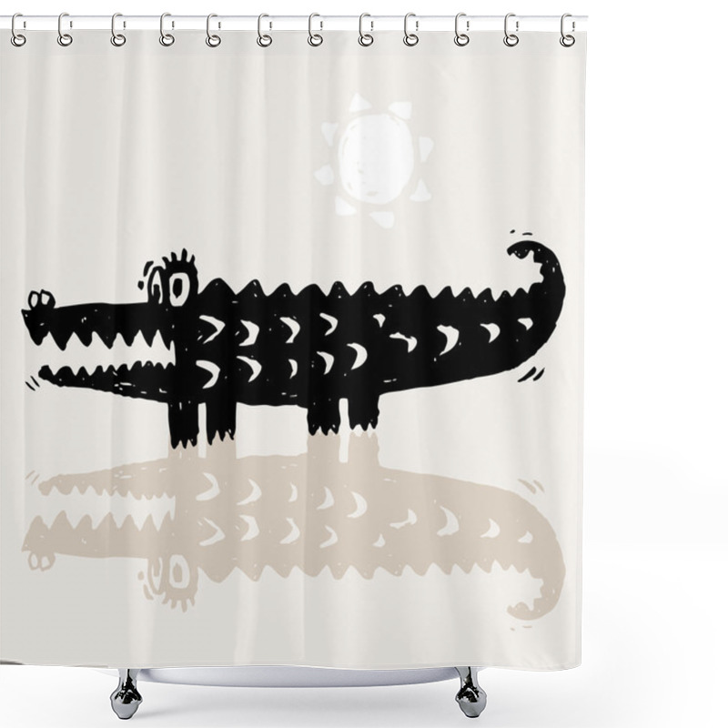 Personality  Vector Cartoon Illustration With  Crocodil Shower Curtains