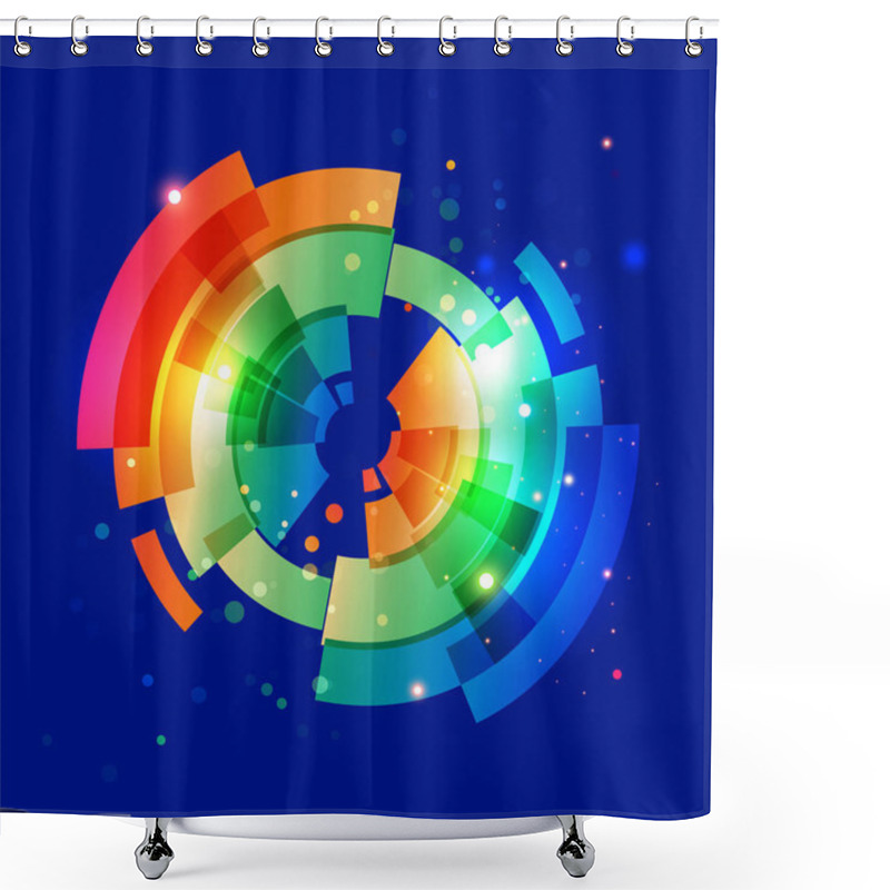 Personality  Techno Geometric Vector Circle Shower Curtains