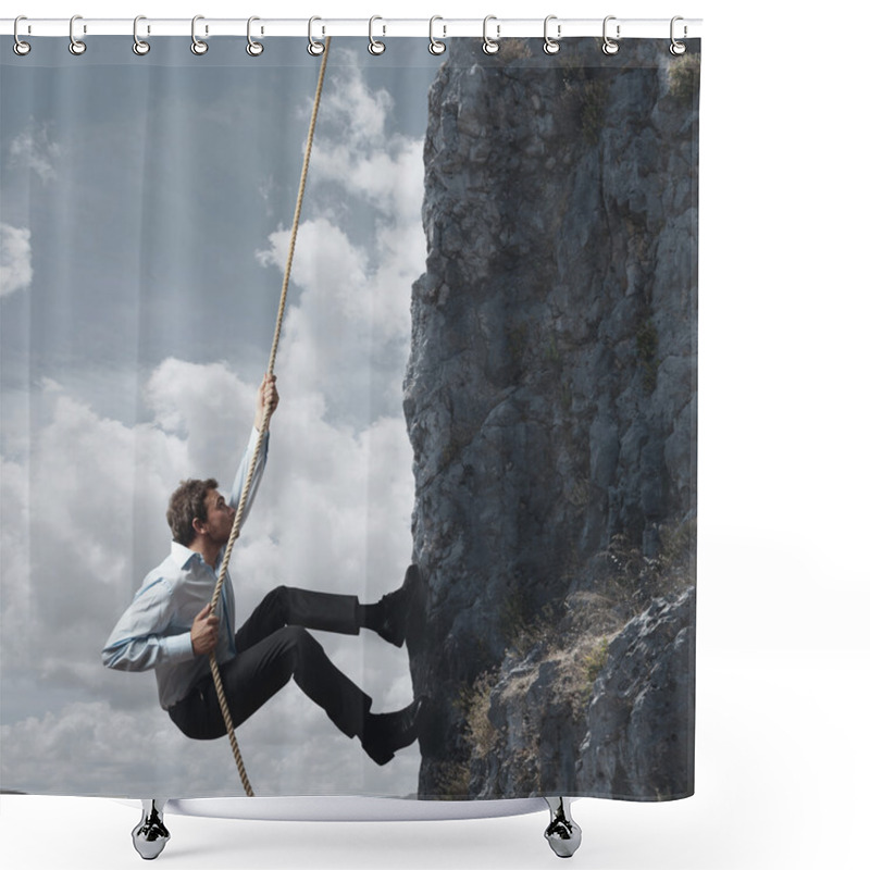 Personality  Business Man And Mountain Shower Curtains