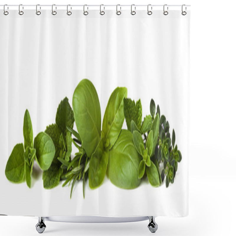 Personality  Herb Border On White Shower Curtains