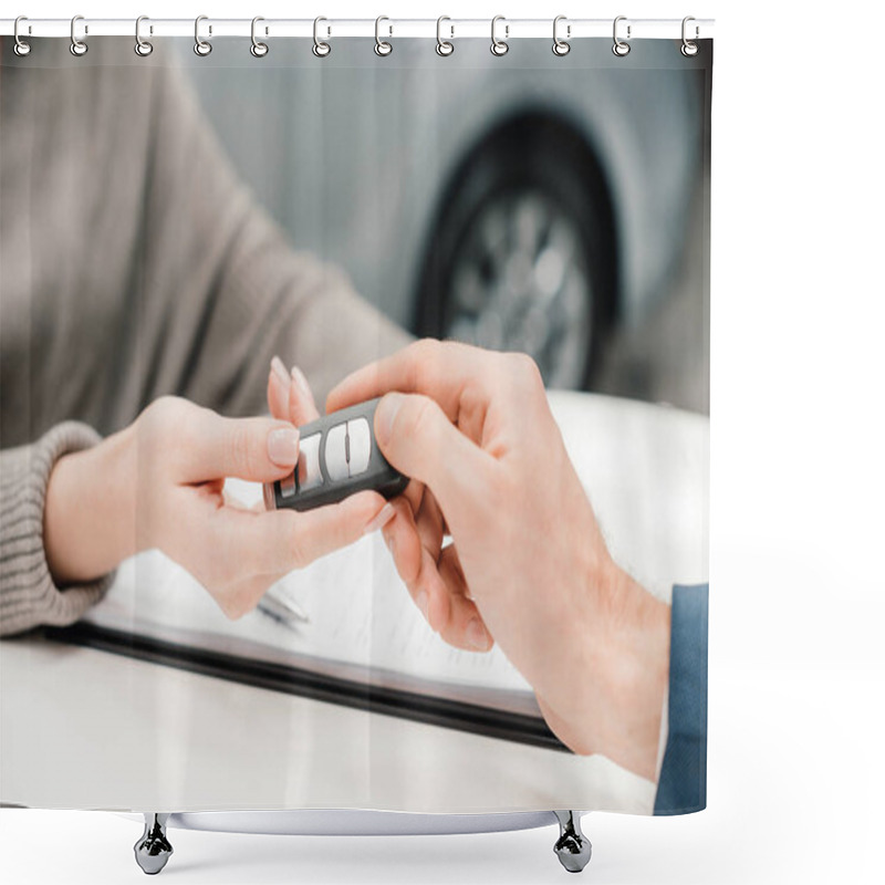 Personality  Customer And Salesman With Car Key   Shower Curtains