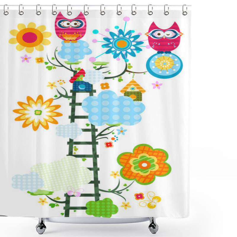 Personality  Owls Tree Shower Curtains