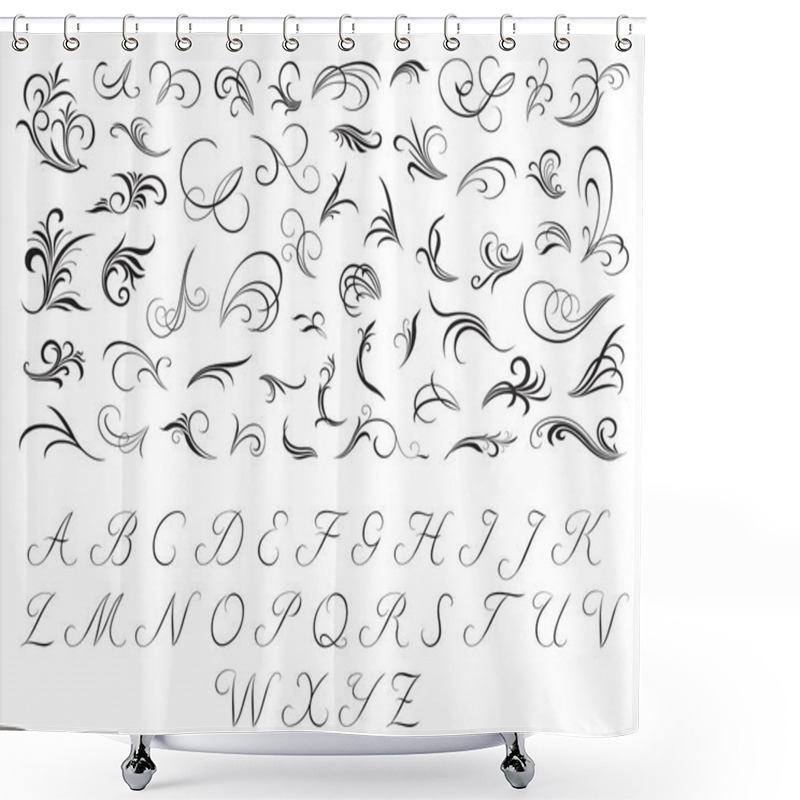 Personality  Floral Patterns And Initials Shower Curtains