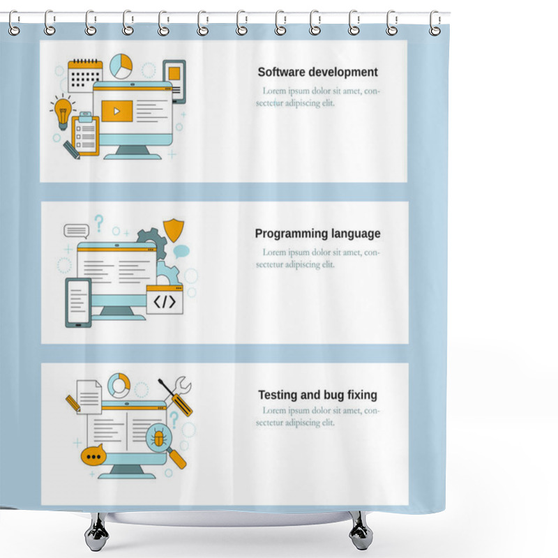 Personality  Software Development, Programming Language, Testing And Bug Fixing. Vector Template For Website, Mobile Website, Landing Page, Ui. Shower Curtains