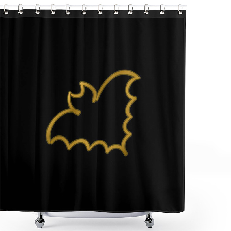 Personality  Bat Outline Gold Plated Metalic Icon Or Logo Vector Shower Curtains