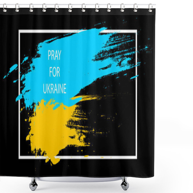 Personality  Pray For Ukraine. Ukraine Flag Praying Concept In Brush Stroke Effect. Vector Illustration EPS 10 Shower Curtains