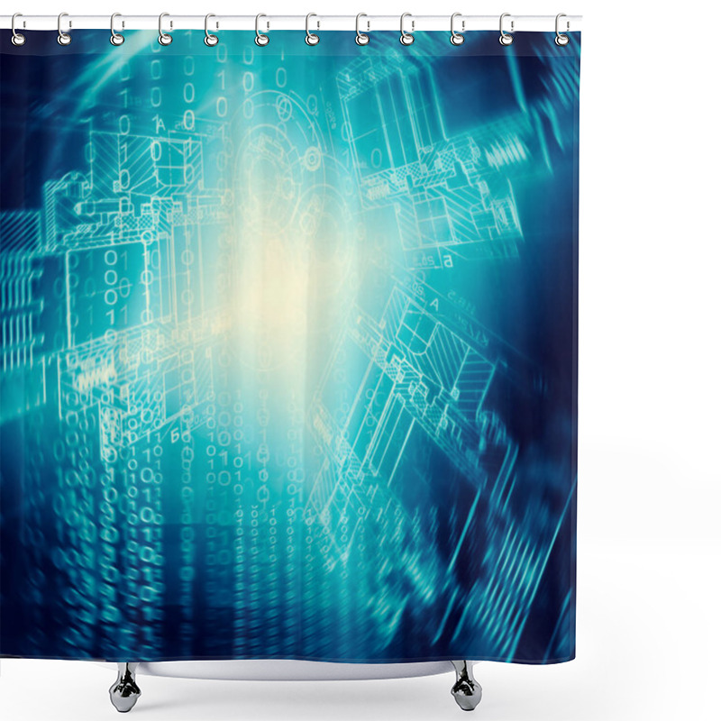 Personality  Technological Background, Internet Concept Of Global Business. Internet Connection, Abstract Of Science And Technology Graphic Design Shower Curtains