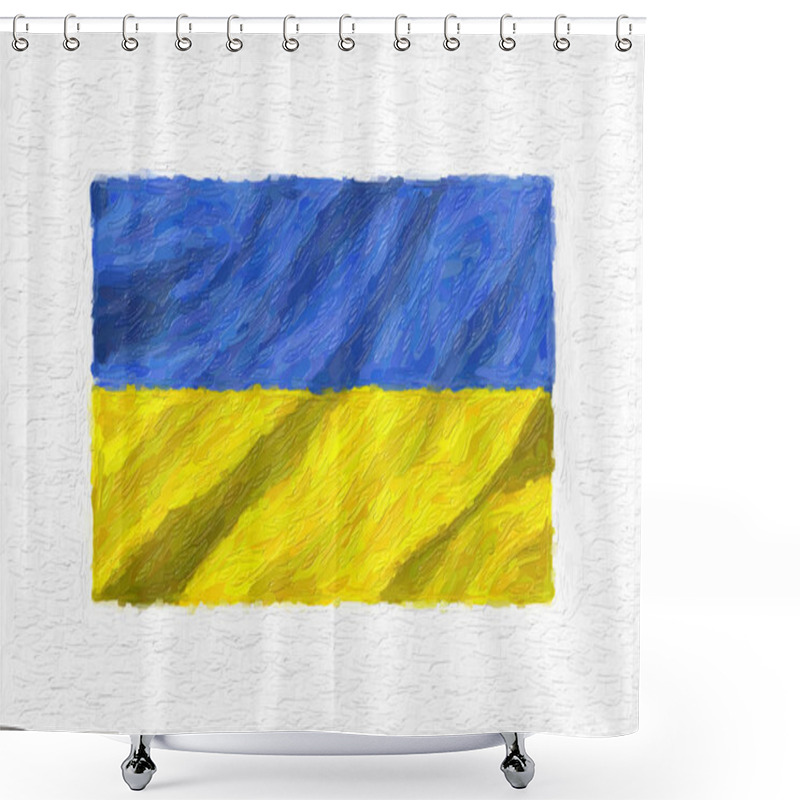 Personality  Ukraine Hand Painted Waving National Flag, Oil Paint Isolated On White Canvas, 3D Illustration. Shower Curtains