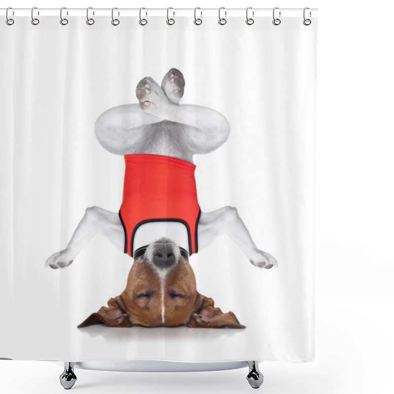 Personality  Yoga Dog Shower Curtains