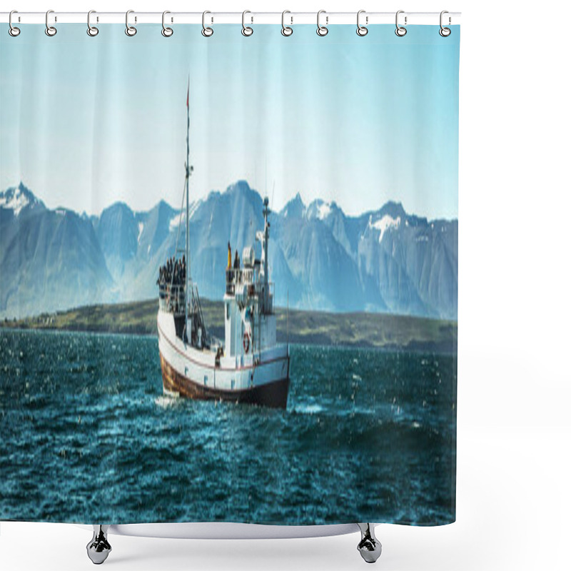 Personality  Icelandic Fishing Boat For Whale Watching. Shower Curtains