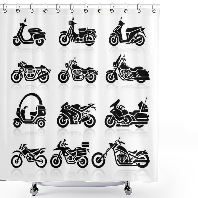 Personality  Motorcycle Icons Set Shower Curtains