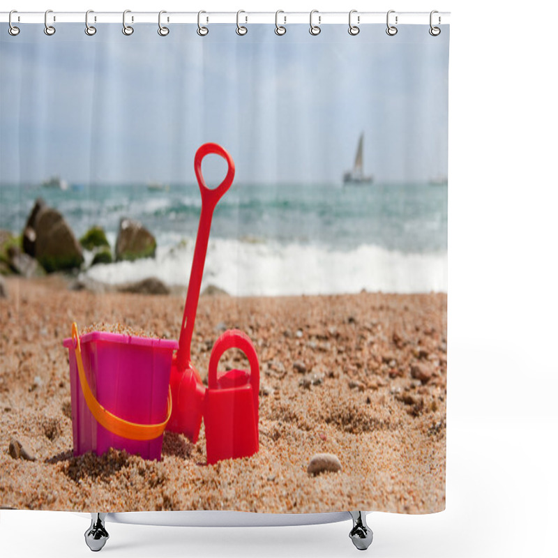 Personality  Toys At The Beach Shower Curtains