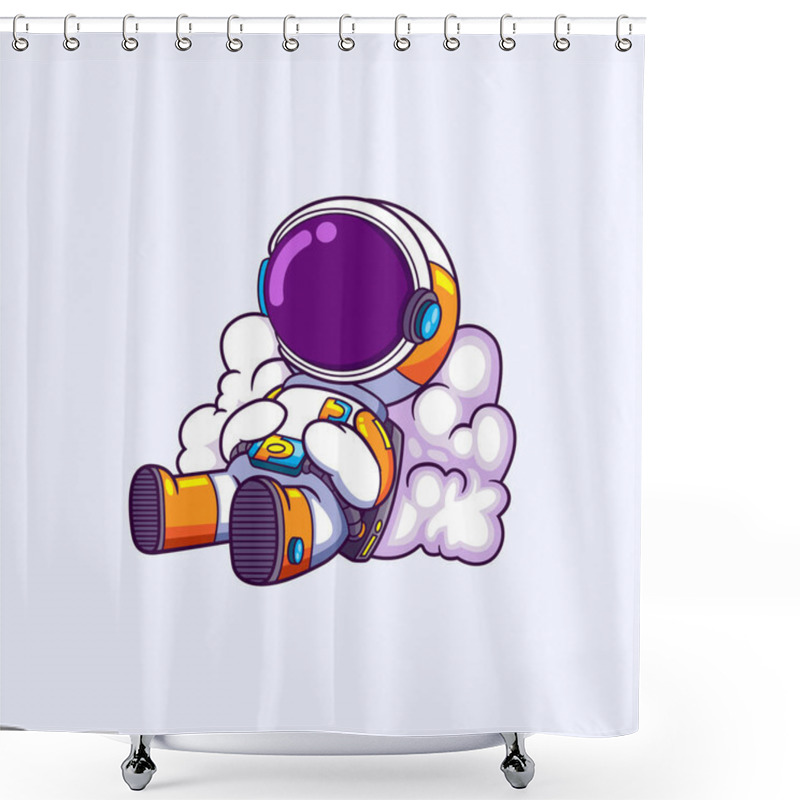 Personality  The Astronaut Is Relaxing On Cloud And Sleeping For A While Of Illustration Shower Curtains