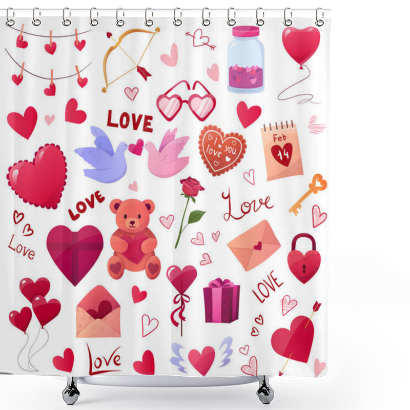 Personality  Vector Set Of Valentine Objects Shower Curtains