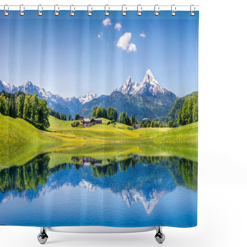 Personality  Idyllic Summer Landscape With Clear Mountain Lake In The Alps Shower Curtains