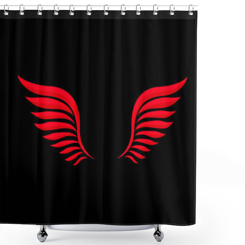 Personality  Red Wings Illustration On Black Background Shower Curtains