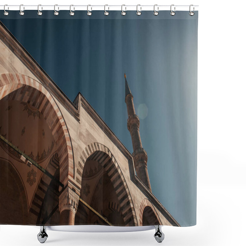 Personality  Low Angle View Of Decorated Arches Of Mihrimah Sultan Mosque, Istanbul, Turkey Shower Curtains